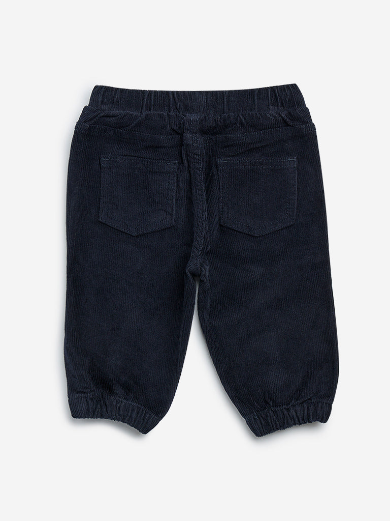 HOP Baby Navy Corduroy Mid-Rise Cotton-Blend Joggers