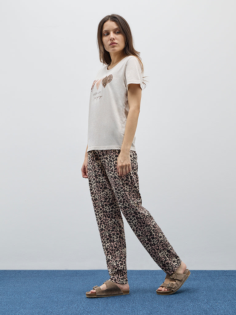 Animal print cotton pyjamas hotsell