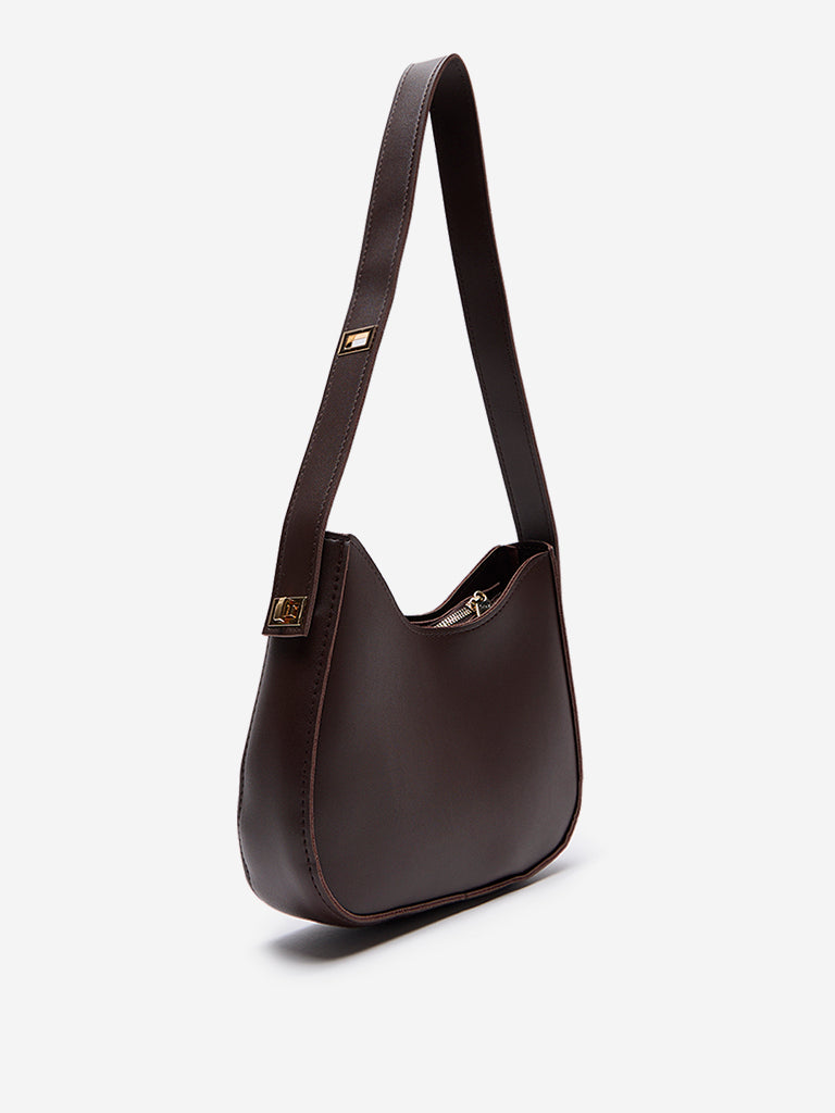 Buy Westside Brown Solid Shoulder Bag from Westside