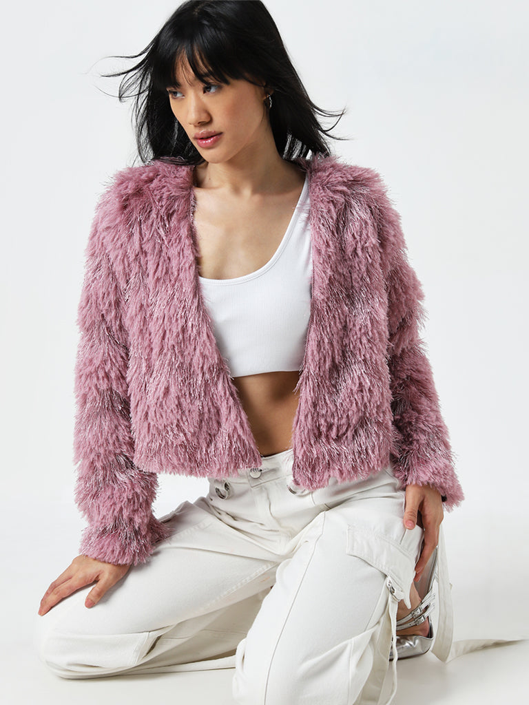 Pink Asos Ladies Coats Womens Coats Pink Faux Fur Coat With Hood