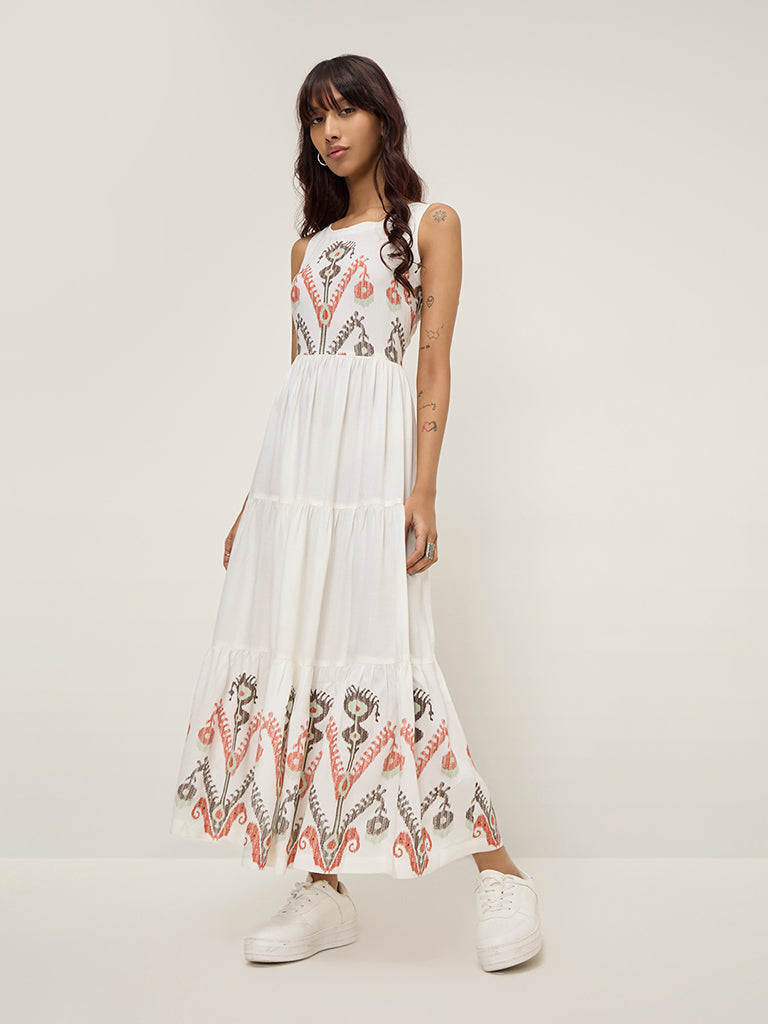 Buy Bombay Paisley White Printed Tiered Dress from Westside