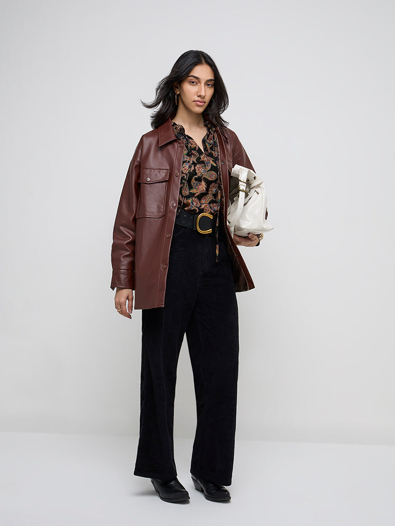 LOV Brown Faux-Leather Jacket
