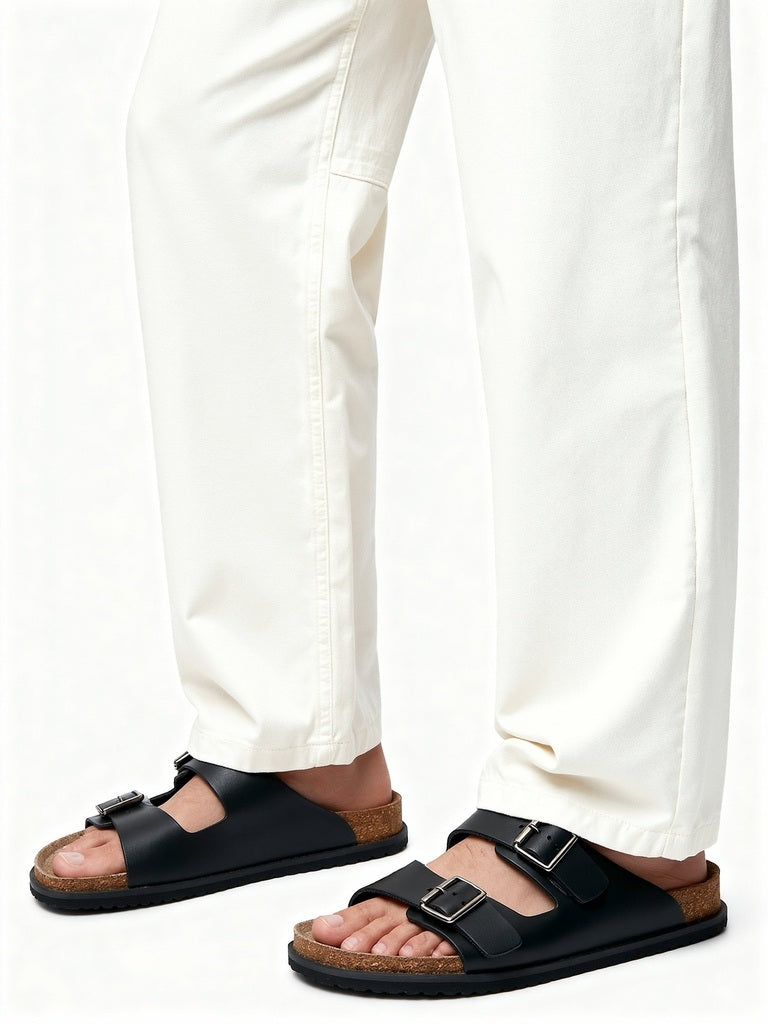 SOLEPLAY Black Slip-On Comfort Sandals