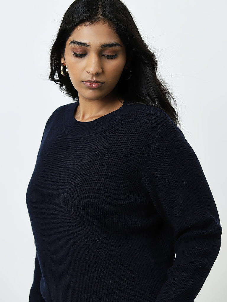 Gia Navy Ribbed Sweater