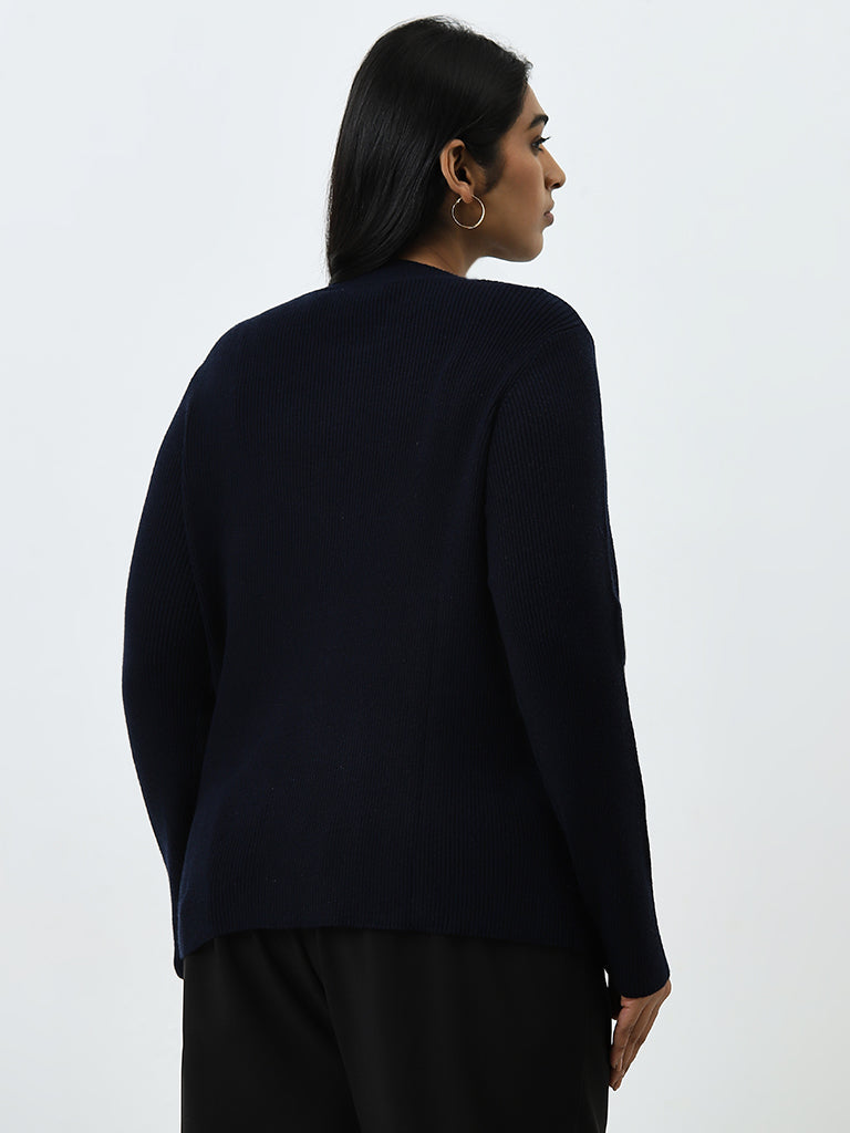 Gia Navy Ribbed Sweater