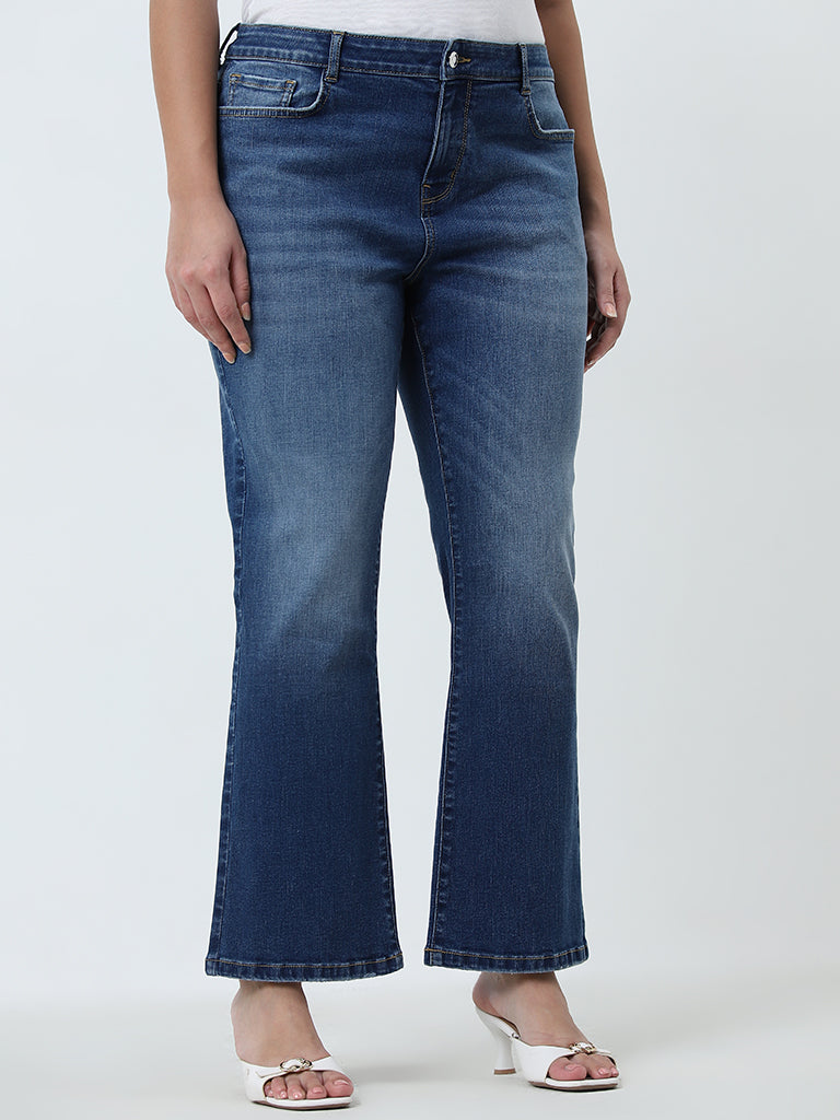 Gia Blue Washed Wide-Leg High-Rise Jeans - Main Image