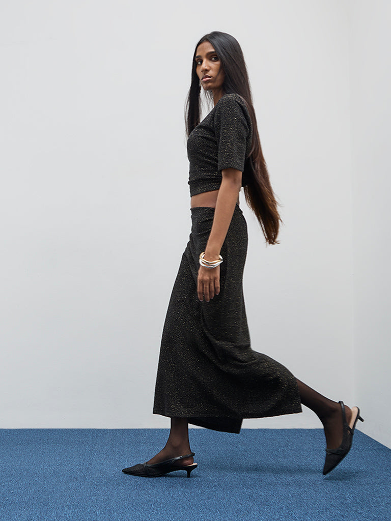 Wardrobe Black Shimmer Detailed Knitted Top