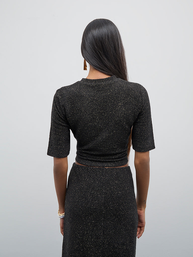 Wardrobe Black Shimmer Detailed Knitted Top