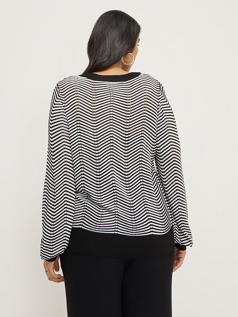 Gia Black Chevron Printed Sweater