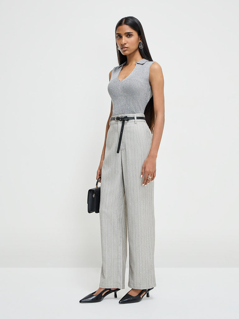 Wardrobe Grey Ribbed Sweater