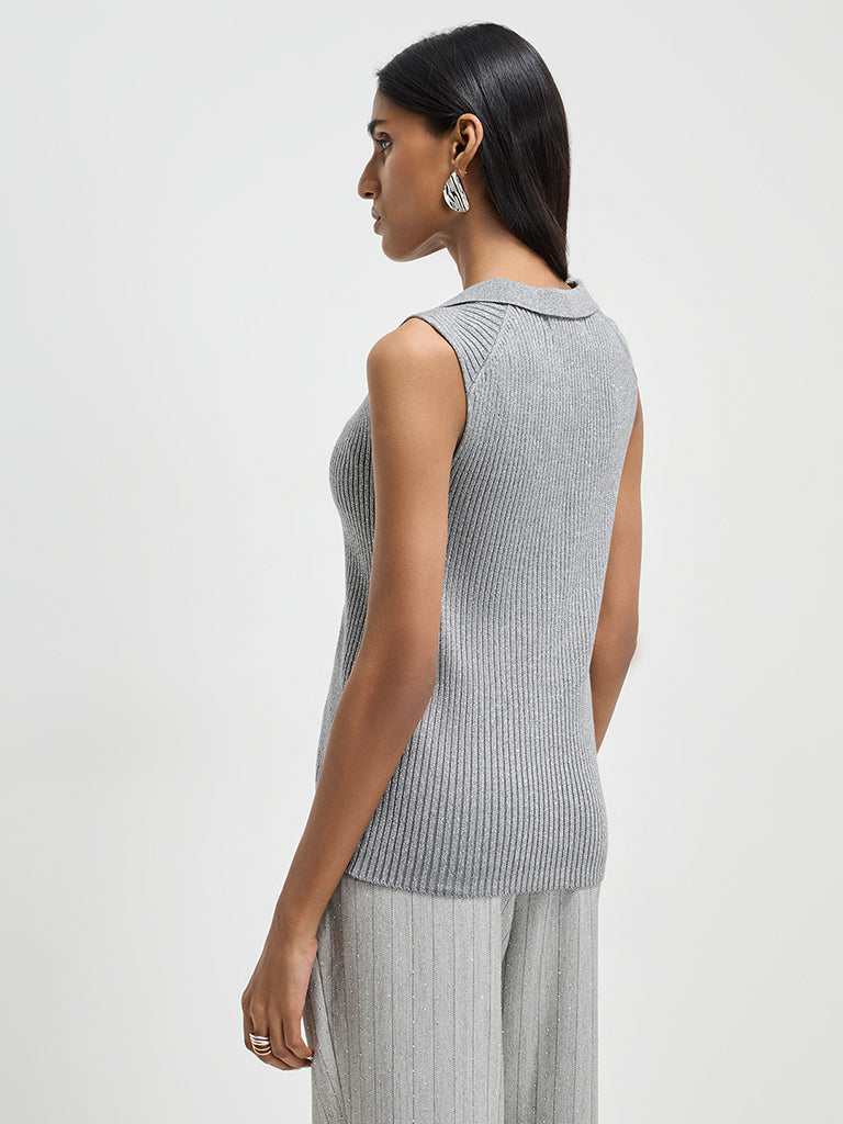 Wardrobe Grey Ribbed Sweater