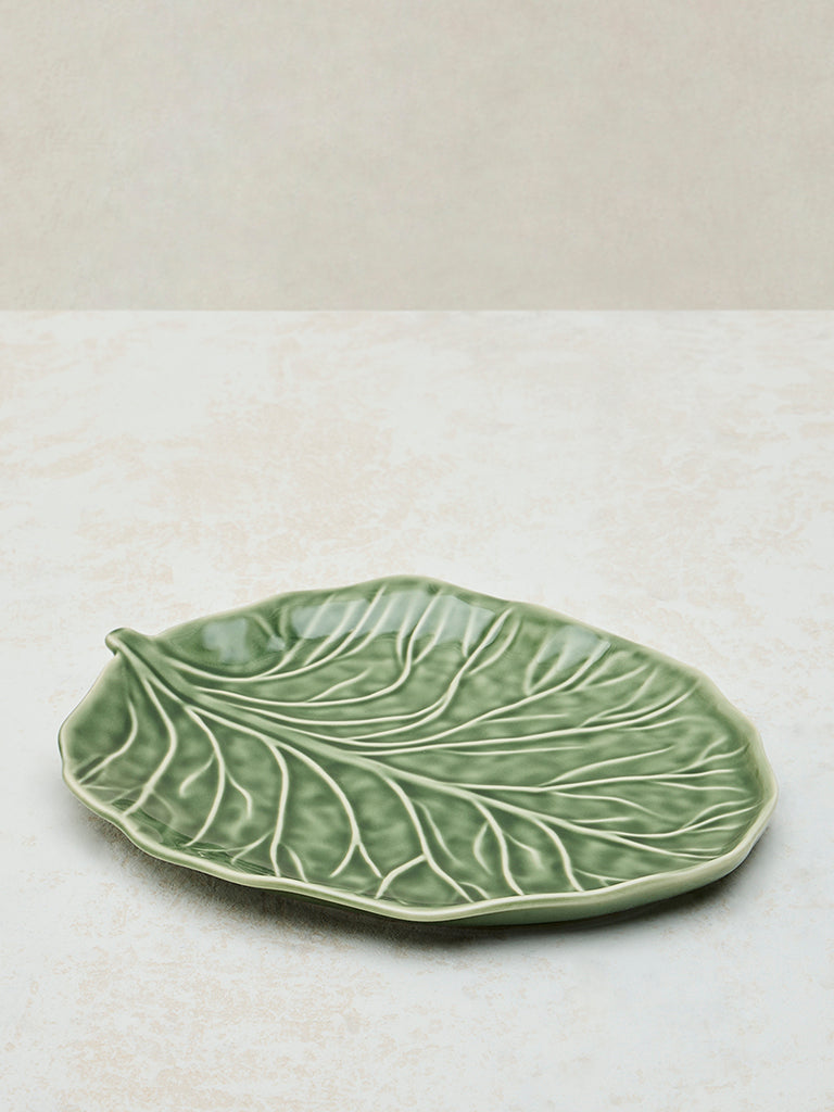 Westside Home Green Leaf Design Serving Platter