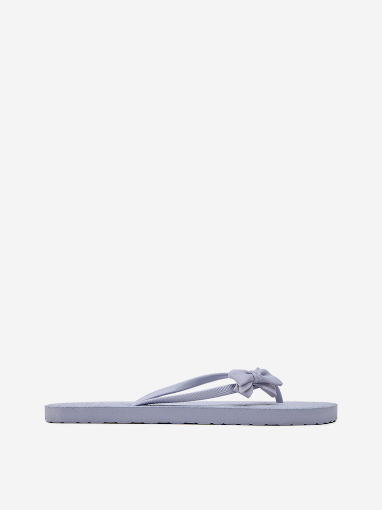 LUNA BLU Dusty Blue Bow-Detailed Flip-Flop