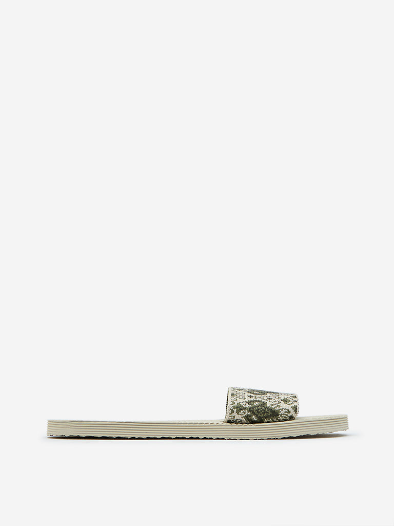 LUNA BLU Olive Knitted Flip-Flop