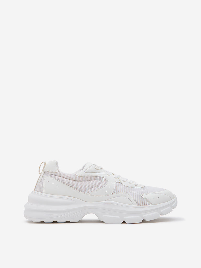 LUNA BLU White Mesh-Detailed Sneakers