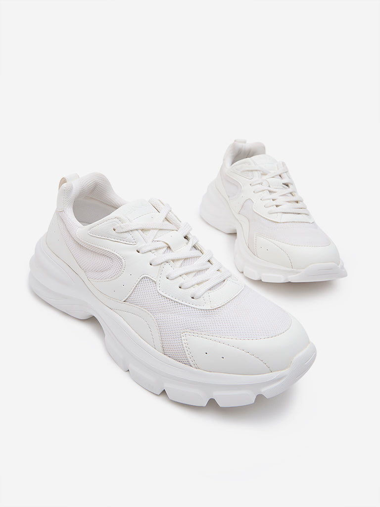 LUNA BLU White Mesh-Detailed Sneakers