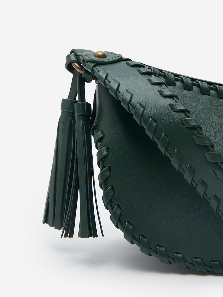 Women Accessories Green Seam-Detailed Shoulder Bag