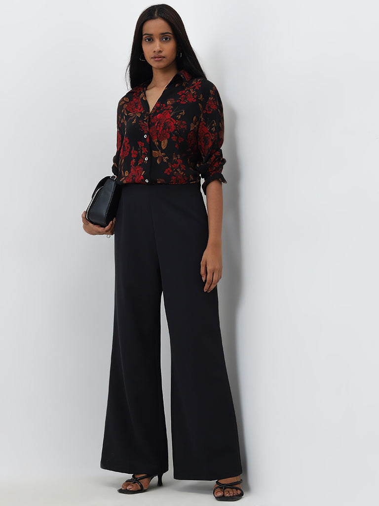 Wardrobe Black Floral Printed Shirt