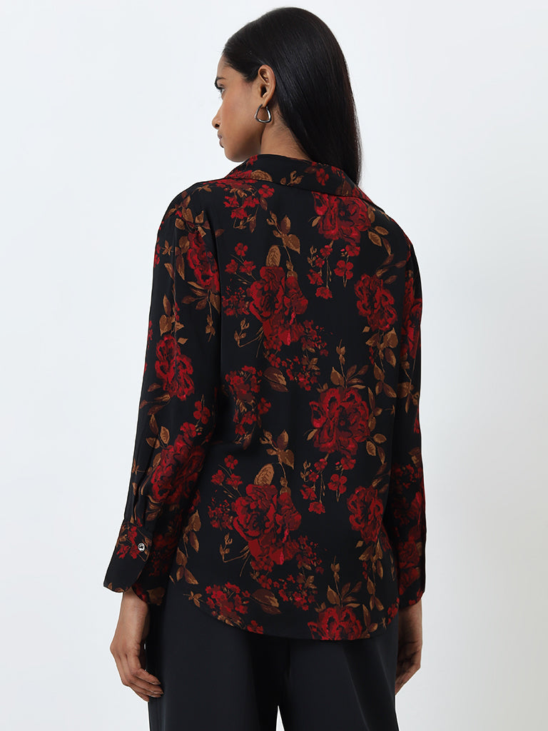 Wardrobe Black Floral Printed Shirt