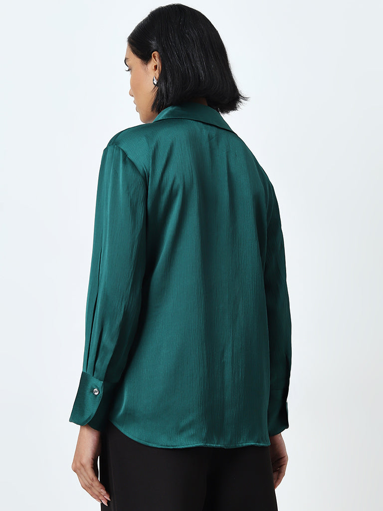 Wardrobe Green Self Design Shirt