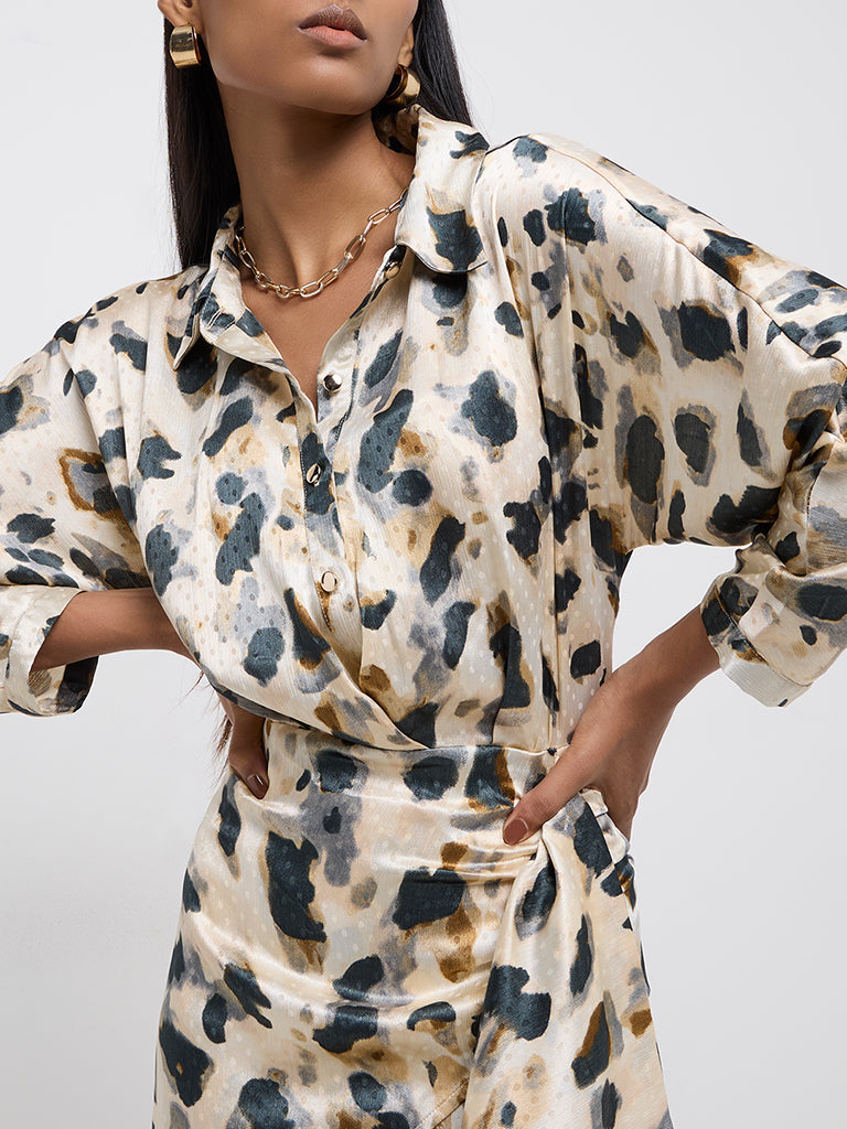 Wardrobe Off-White Animal Print Shirt Dress
