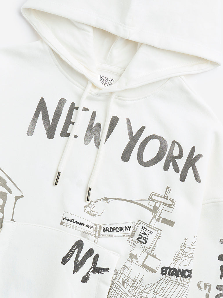 Buy Y&F Kids Off-White Typographic Design Sweatshirt from Westside
