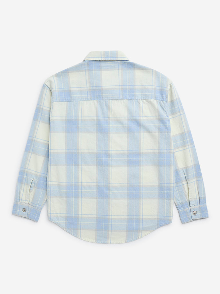 Y&F Kids Blue Checkered Cotton Shirt