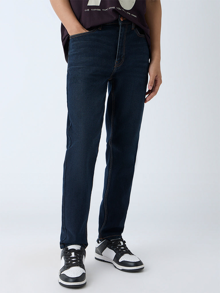 Nuon Dark Blue Slim-Fit Mid-Rise Jeans