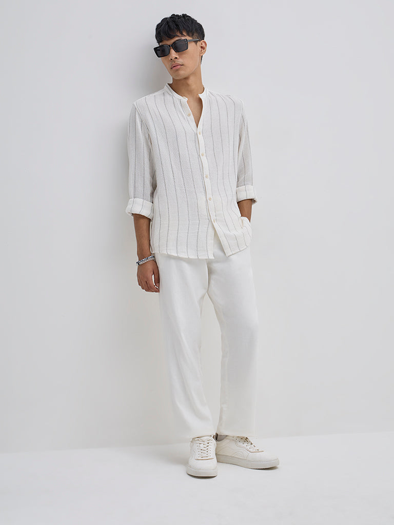 ETA Off-White Striped Resort-Fit Cotton Shirt