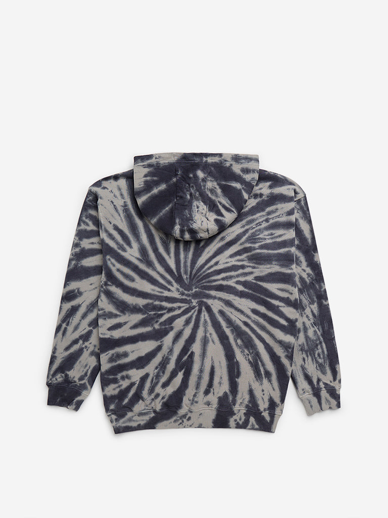 Y&F Kids Charcoal Tie-Dye Printed Cotton Sweatshirt