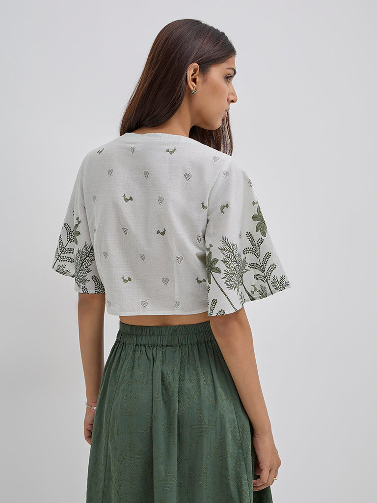 Bombay Paisley Olive Botanical Design Cotton Top