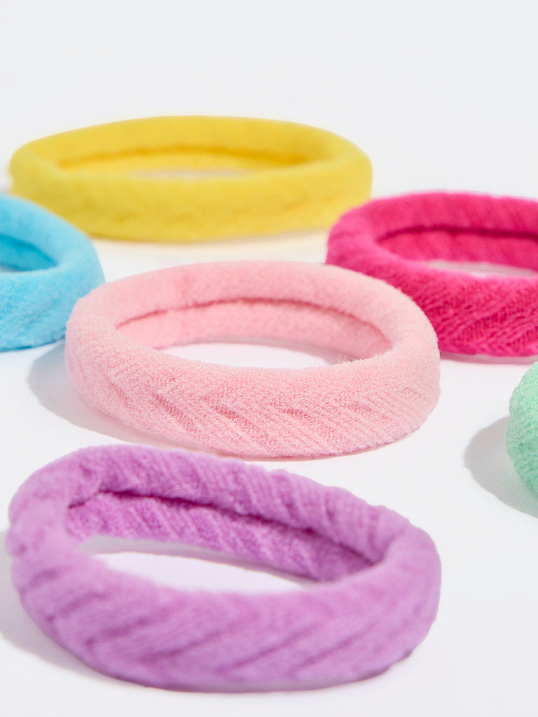 Westside Accessories Multicolour Textured Scrunchies - Pack of 6