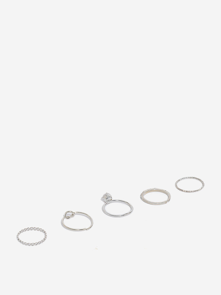 Westside Accessories Silver Stainless Rings - Pack of 5