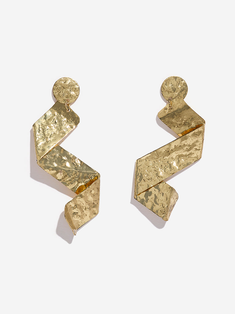 Westside Accessories Gold Textured Dangler Earrings
