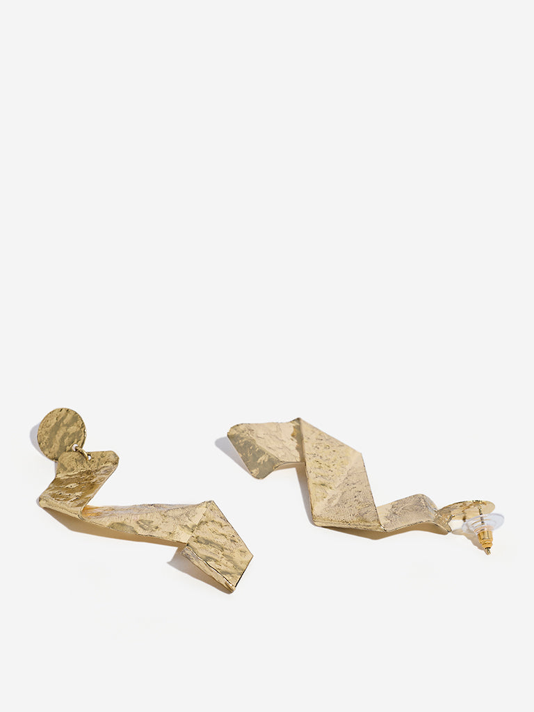 Westside Accessories Gold Textured Dangler Earrings