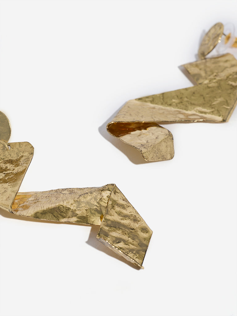 Westside Accessories Gold Textured Dangler Earrings