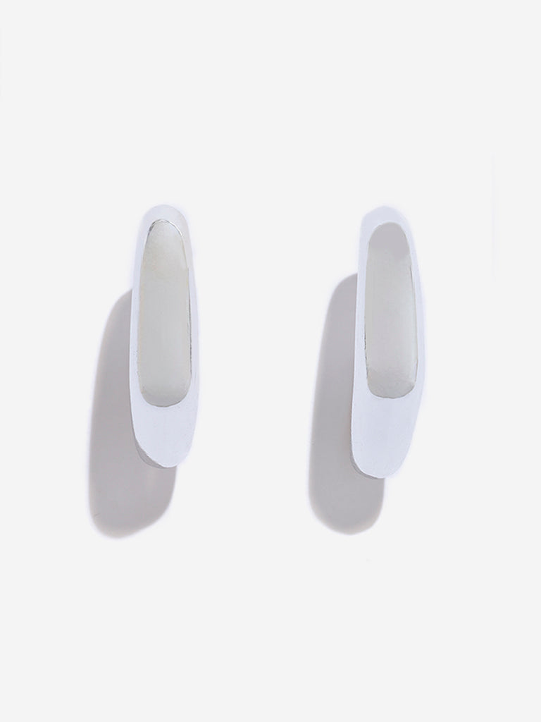 Westside Accessories Silver Puffy Hoops Earrings