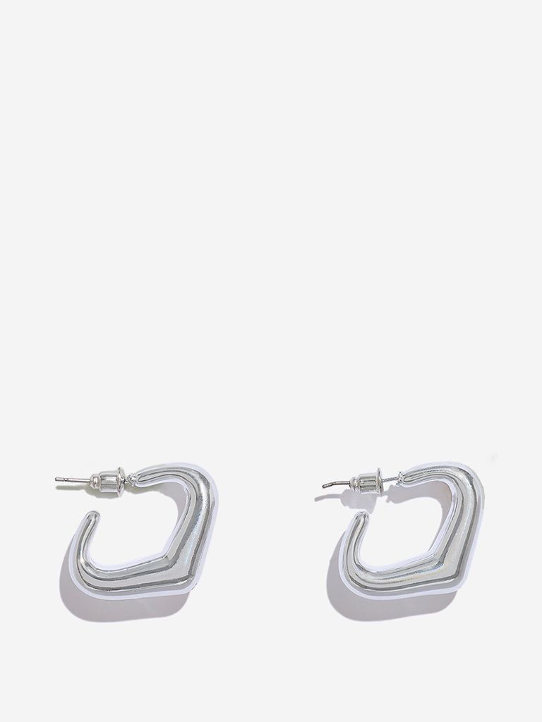 Westside Accessories Silver Puffy Hoops Earrings