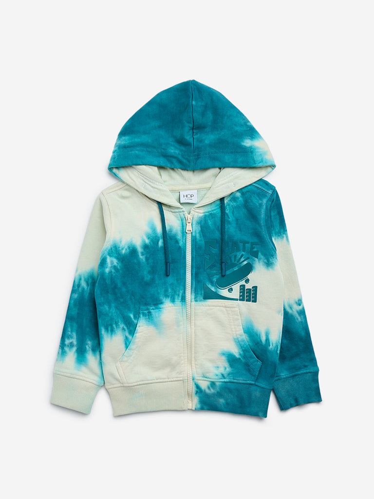 HOP Kids Teal Tie-Dye Design Cotton Sweatshirt