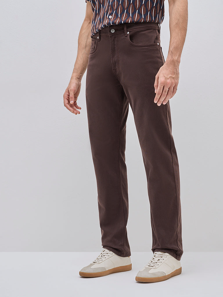 Ascot Dark Brown Relaxed-Fit Mid-Rise Jeans