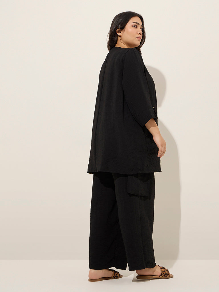 Gia Black Crinkle-Textured Shrug