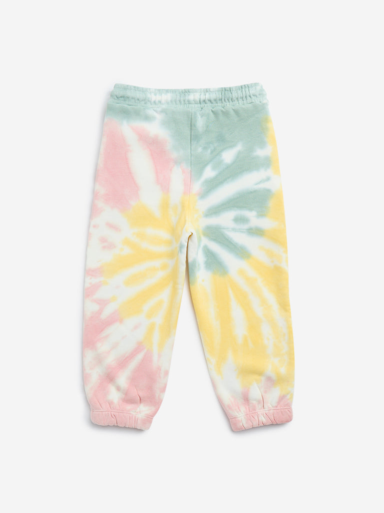 HOP Kids Multicolour Tie-Dye High-Rise Cotton-Blend Joggers