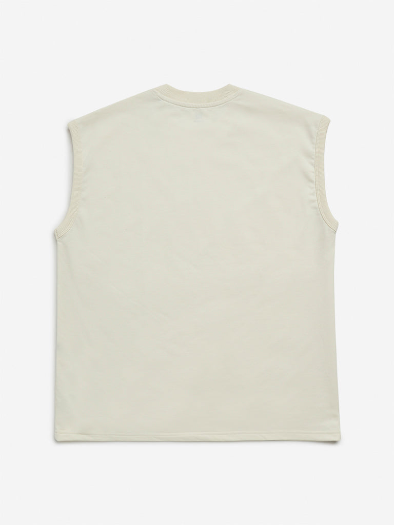 Y&F Kids Off-White Embroidered Cotton T-Shirt