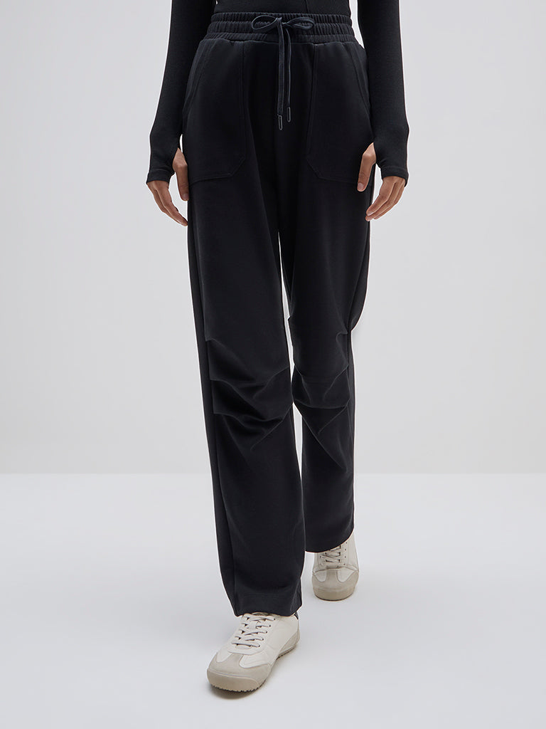 Studiofit Black High-Rise Track Pants