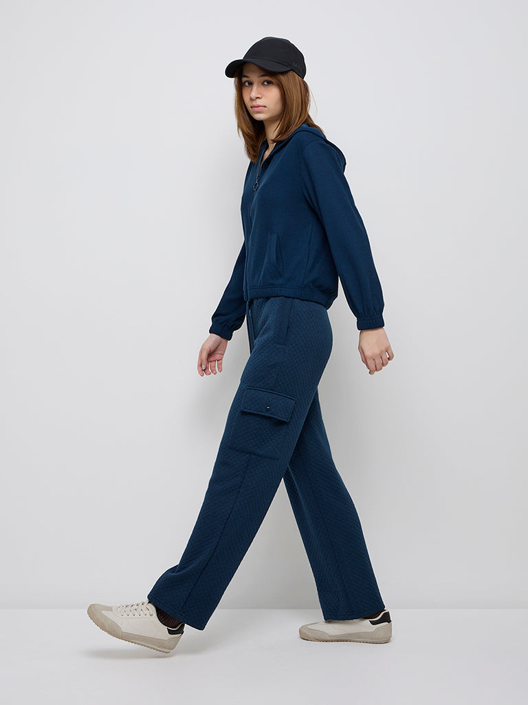 Studiofit Teal Ribbed-Textured Jacket