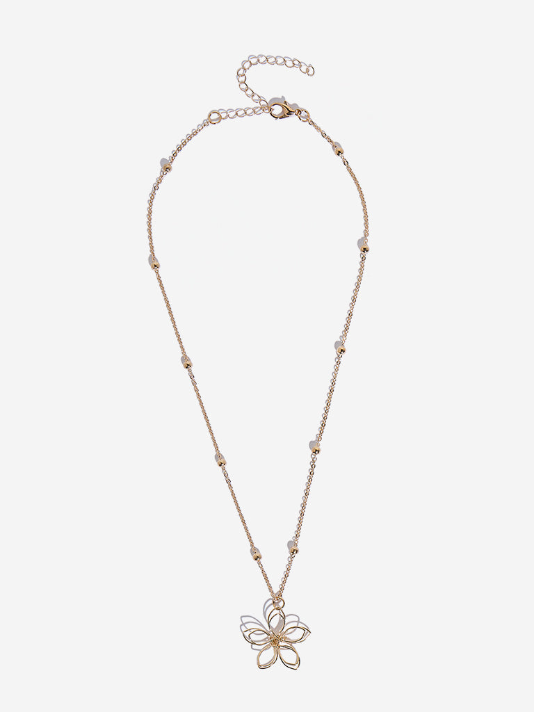 Westside Accessories Gold Flower Pendant Necklace