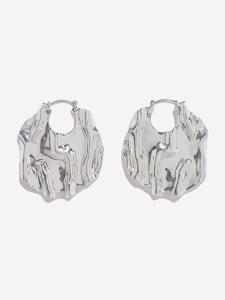 Westside Accessories Silver Molten Hoops Earrings