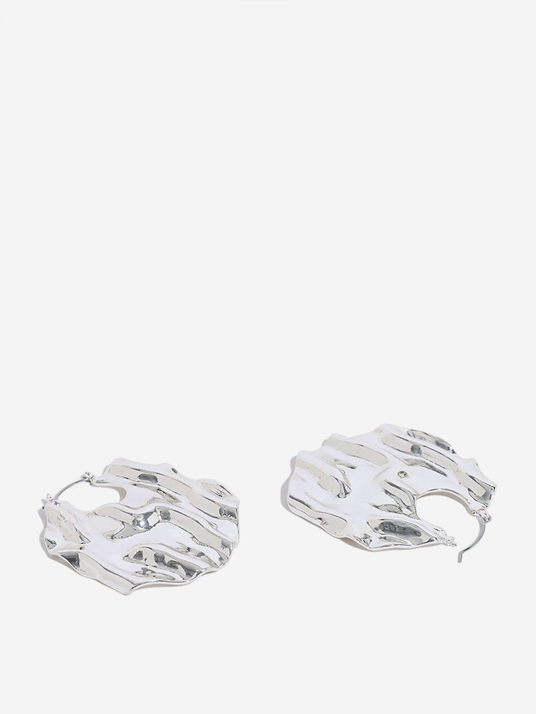 Westside Accessories Silver Molten Hoops Earrings