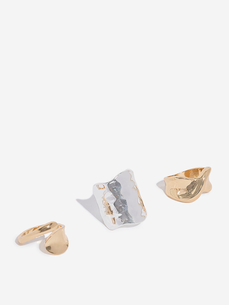 Westside Accessories Gold and Silver Rings - Pack of 3