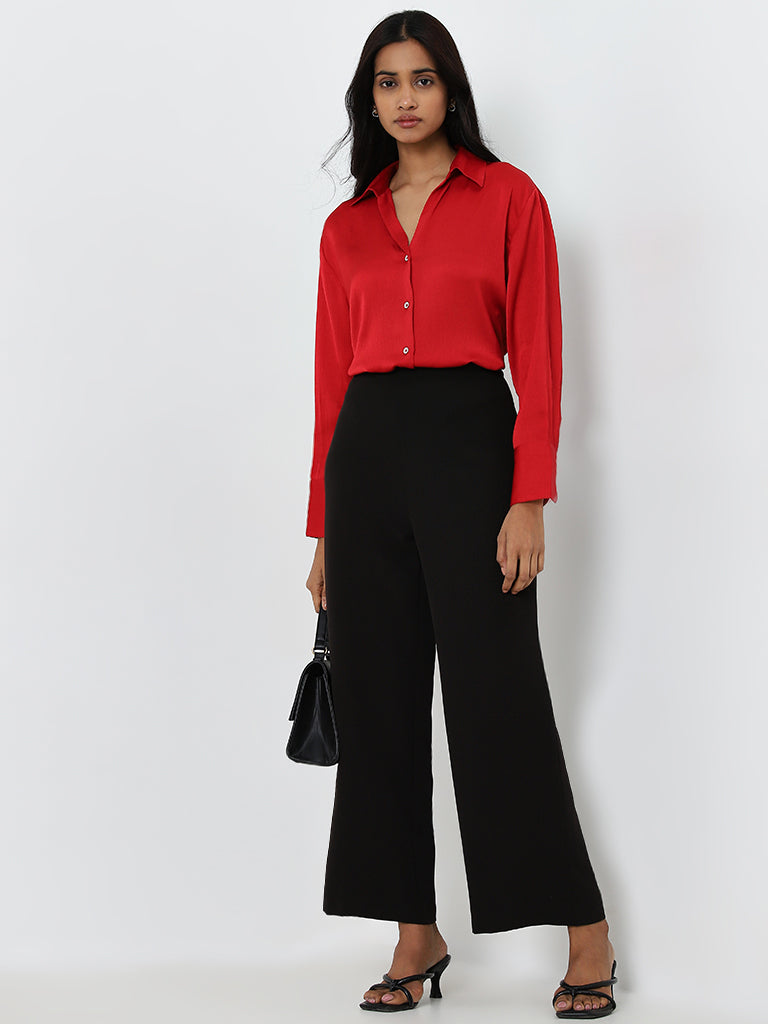 Wardrobe Red Textured Shirt